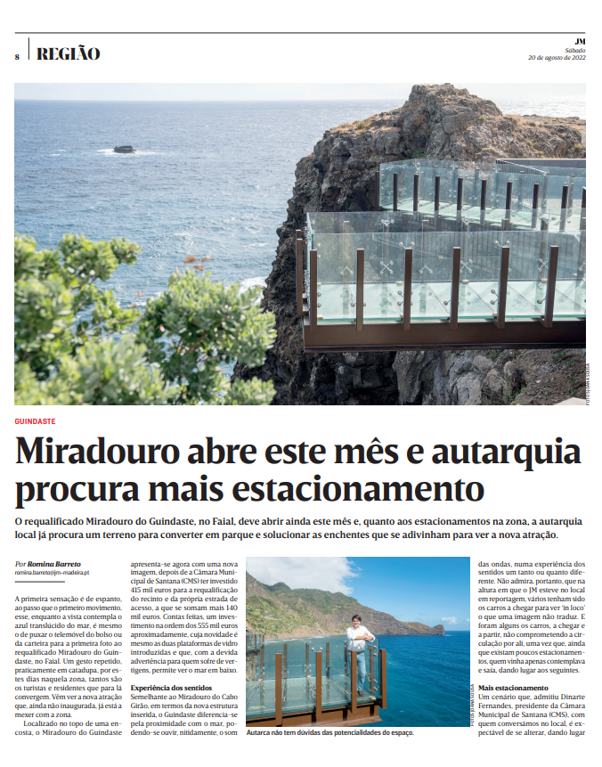 “Abertura do Miradouro do Guindaste em Santana” –&nbsp;JM